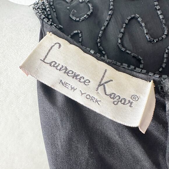 Laurence Kazar Gold Sequin Argyle Black Beaded Silk Evening Gown Women’s Size XL - Picture 9 of 15
